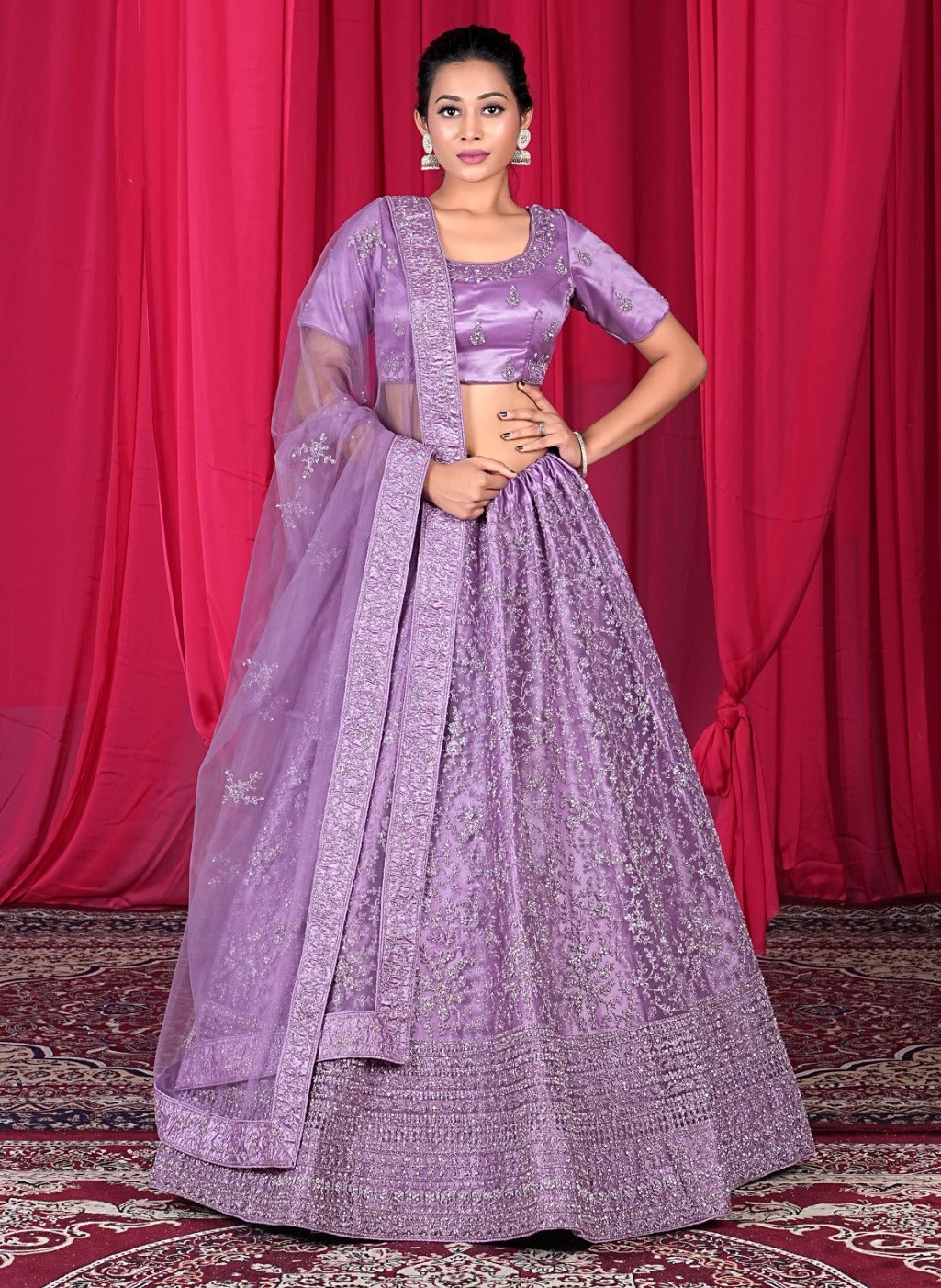 New Semi Stitiched Netted Lehenga Choli