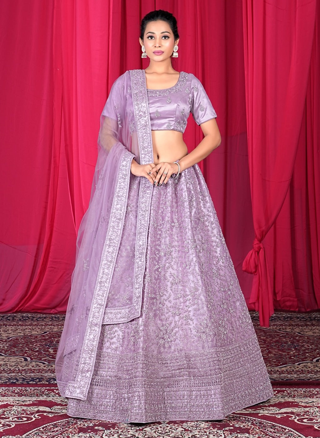 New Semi Stitiched Netted Lehenga Choli