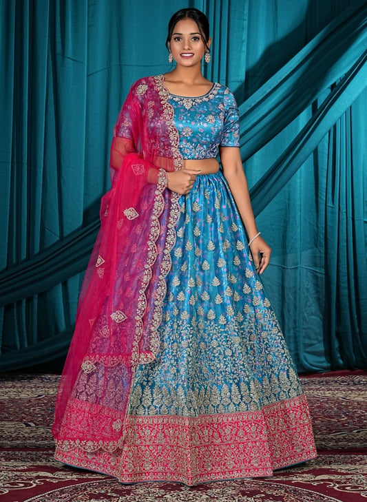 New Semi Stitiched Netted Lehenga Choli