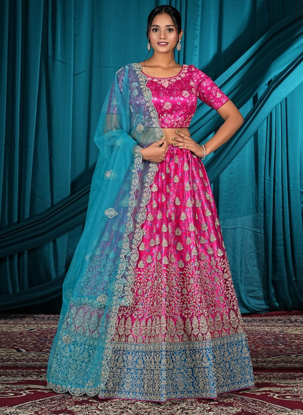 New Semi Stitiched Netted Lehenga Choli