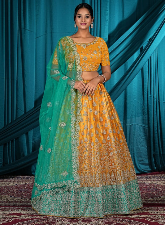 New Semi Stitiched Netted Lehenga Choli