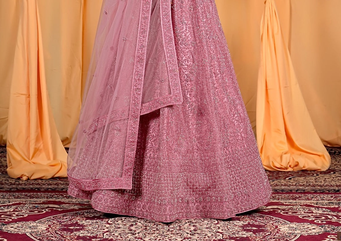 New Semi Stitiched Netted Lehenga Choli