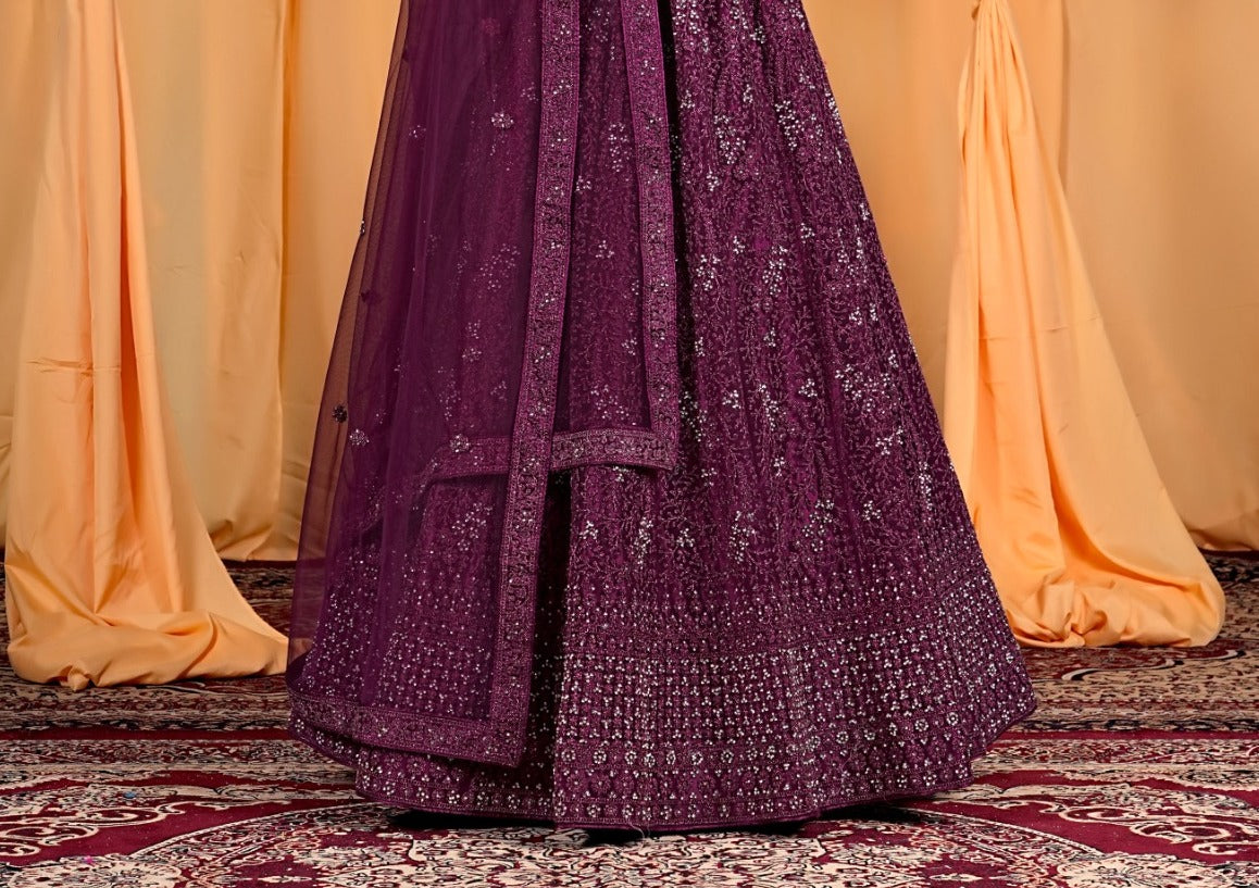 New Semi Stitiched Netted Lehenga Choli