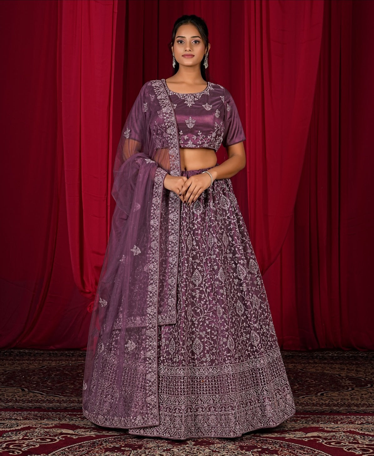 New Semi Stitiched Netted Lehenga Choli