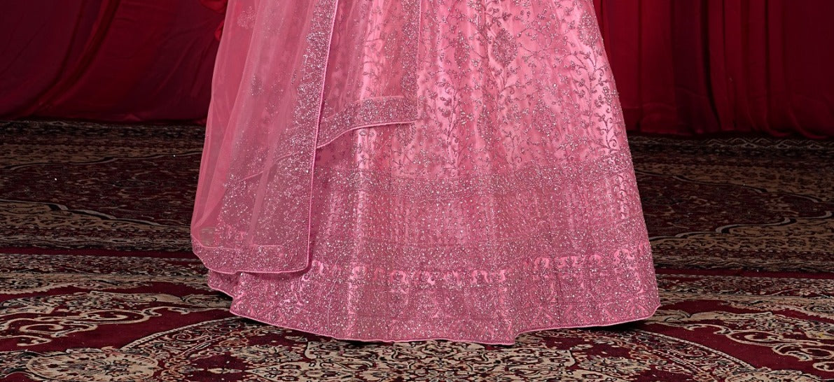 New Semi Stitiched Netted Lehenga Choli