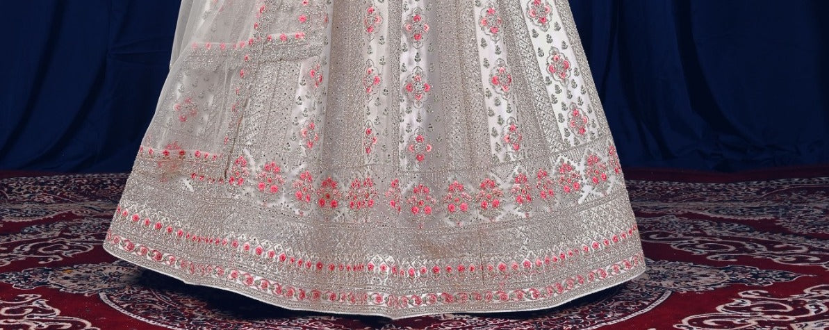 New Semi Stitiched Netted Lehenga Choli