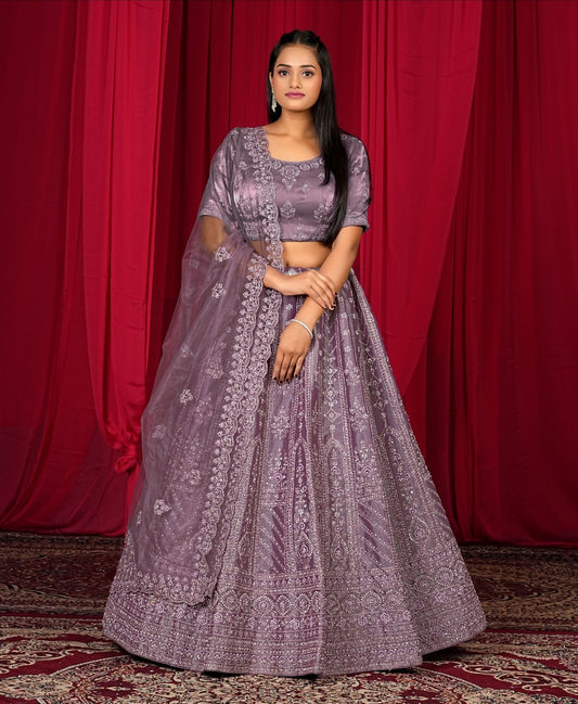 New Semi Stitiched Netted Lehenga Choli