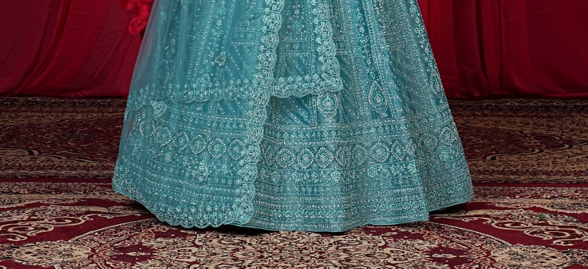 New Semi Stitiched Netted Lehenga Choli