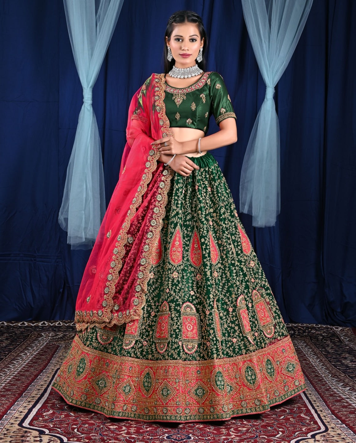 New Semi Stitiched Netted Lehenga Choli