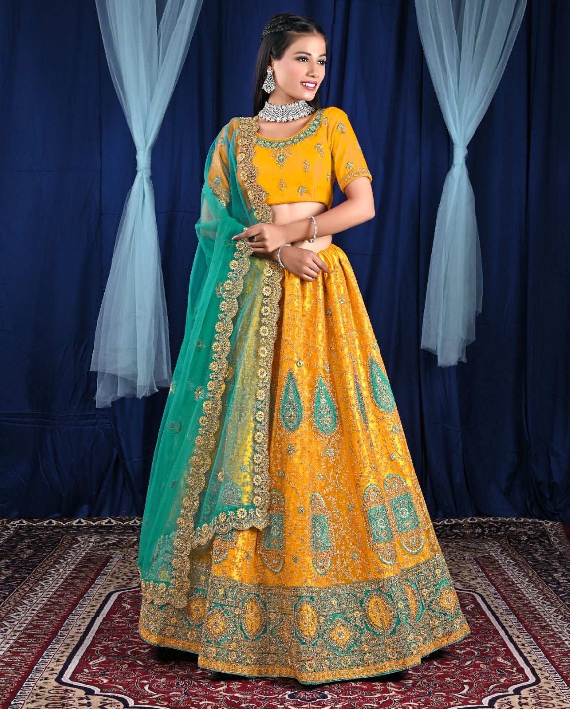 New Semi Stitiched Netted Lehenga Choli