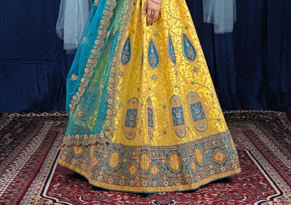 New Semi Stitiched Netted Lehenga Choli