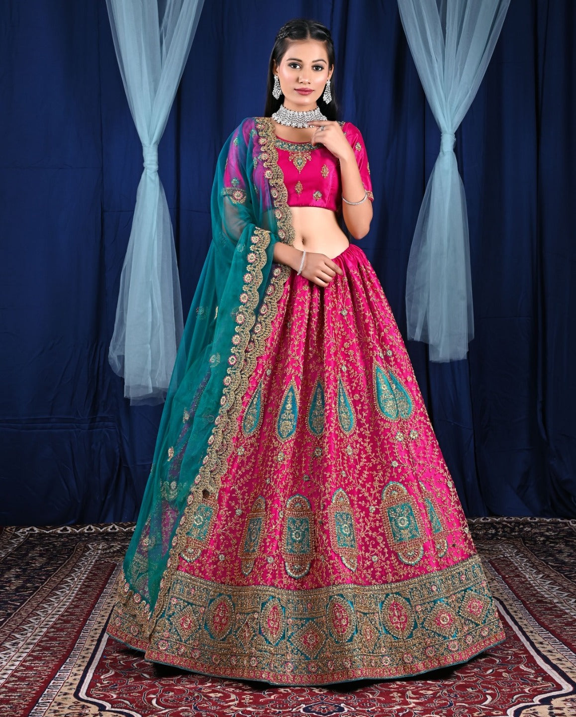 New Semi Stitiched Netted Lehenga Choli