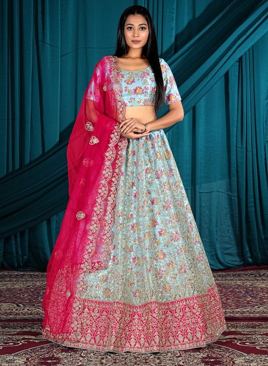 New Semi Stitiched Netted Lehenga Choli