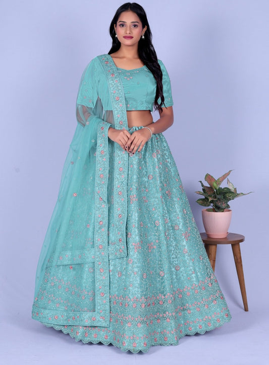 New Semi Stitiched Netted Lehenga Choli