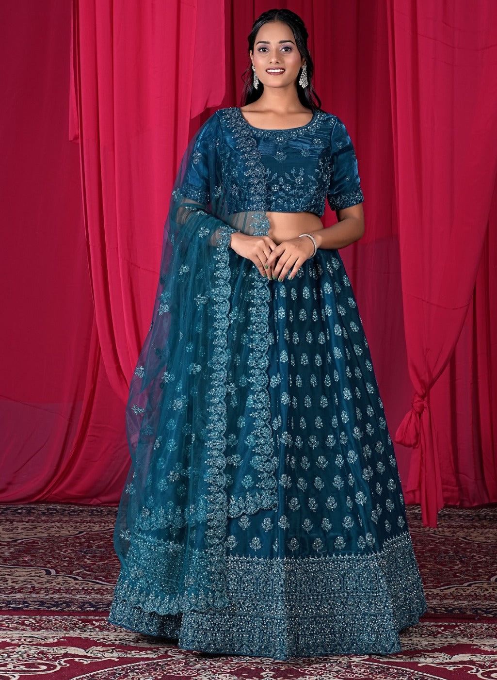 New Semi Stitiched Netted Lehenga Choli