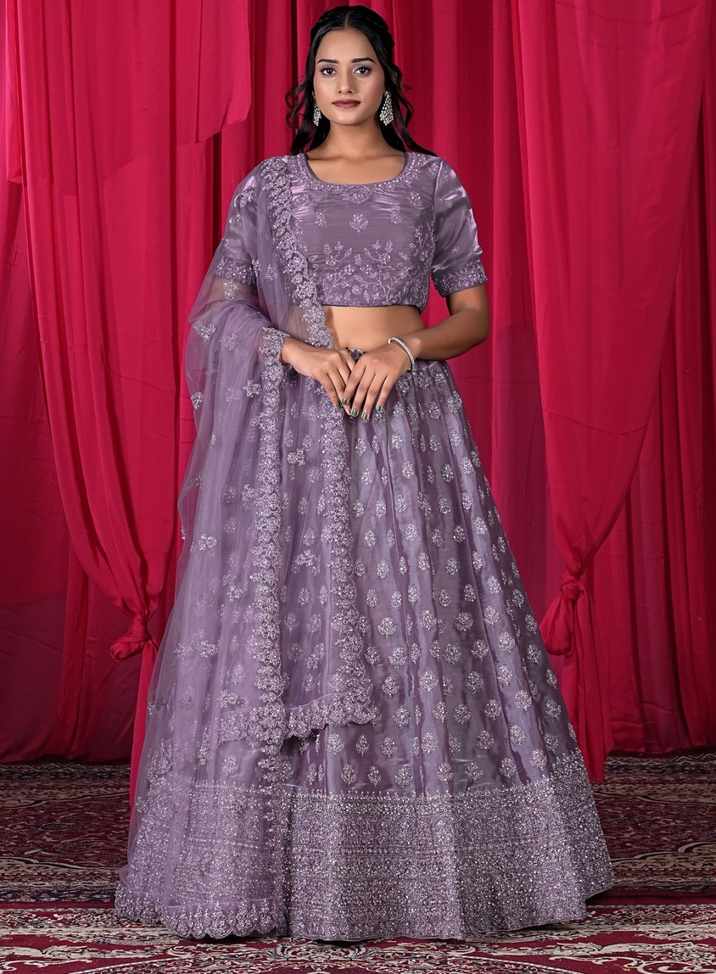 New Semi Stitiched Netted Lehenga Choli