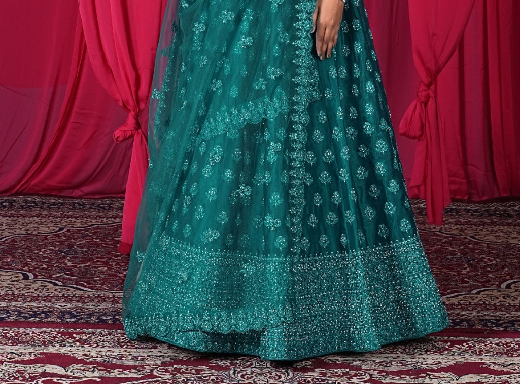 New Semi Stitiched Netted Lehenga Choli