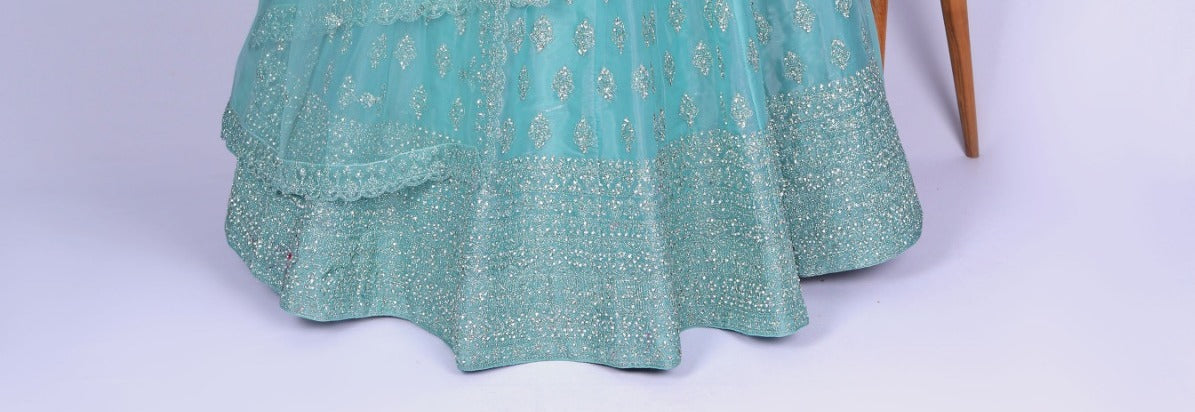 New Semi Stitiched Netted Lehenga Choli