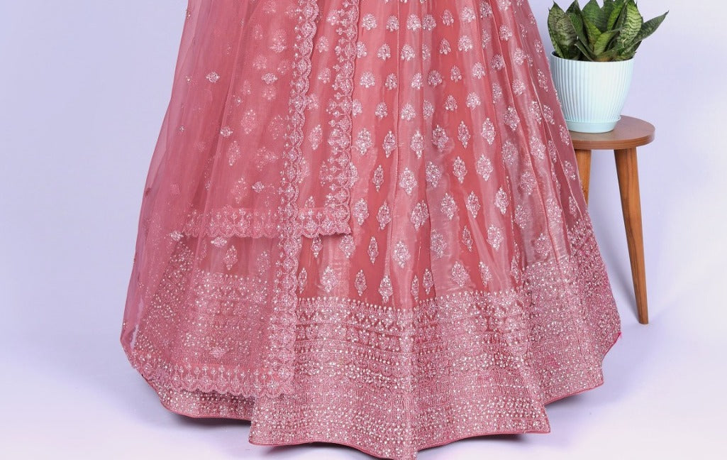 New Semi Stitiched Netted Lehenga Choli