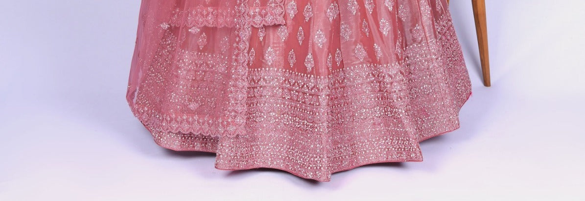 New Semi Stitiched Netted Lehenga Choli