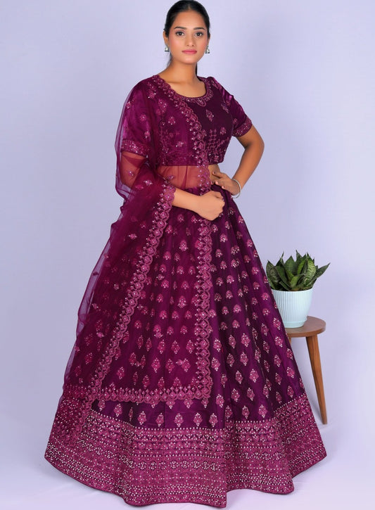 New Semi Stitiched Netted Lehenga Choli