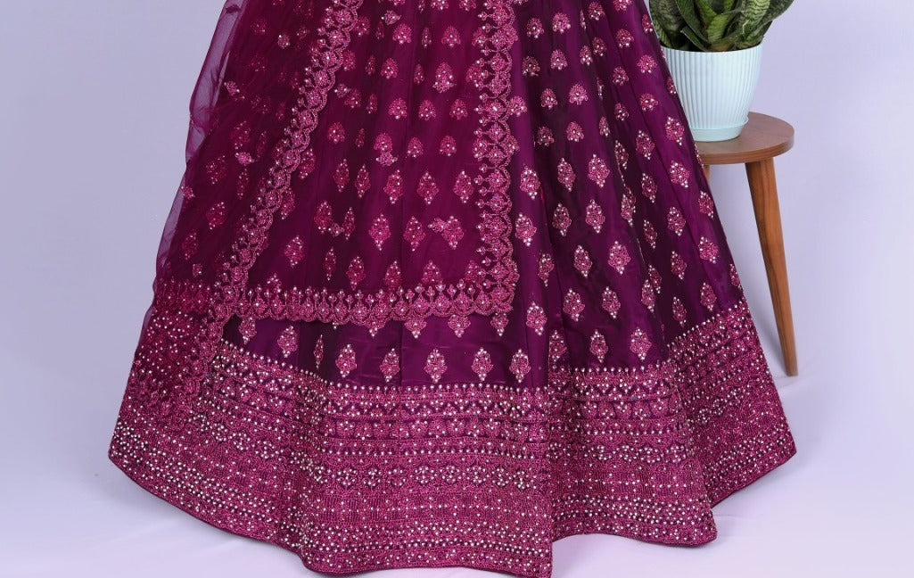 New Semi Stitiched Netted Lehenga Choli