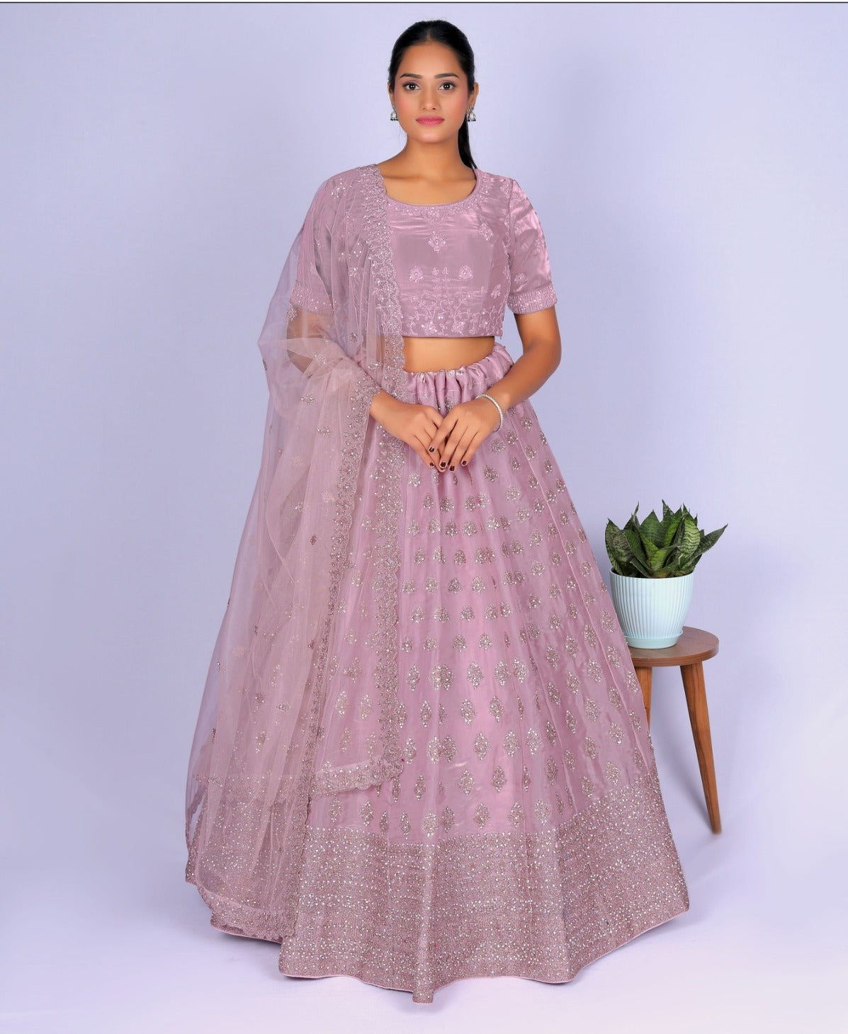 New Semi Stitiched Netted Lehenga Choli