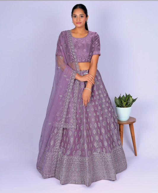 New Semi Stitiched Netted Lehenga Choli