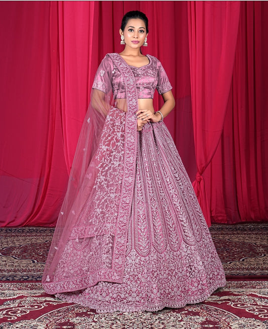 New Semi Stitiched Netted Lehenga Choli