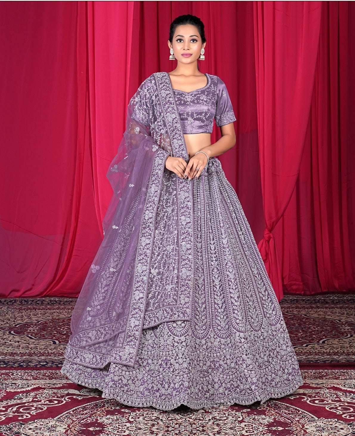 New Semi Stitiched Netted Lehenga Choli