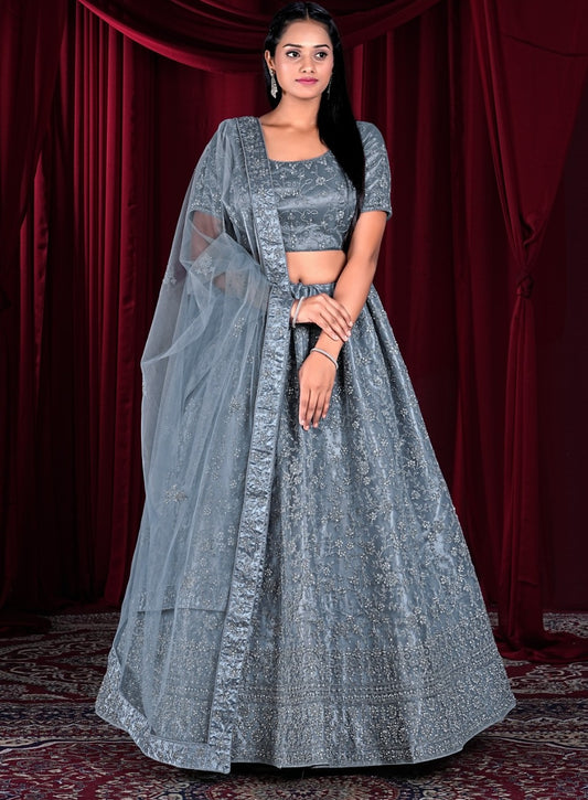 New Semi Stitiched Netted Lehenga Choli