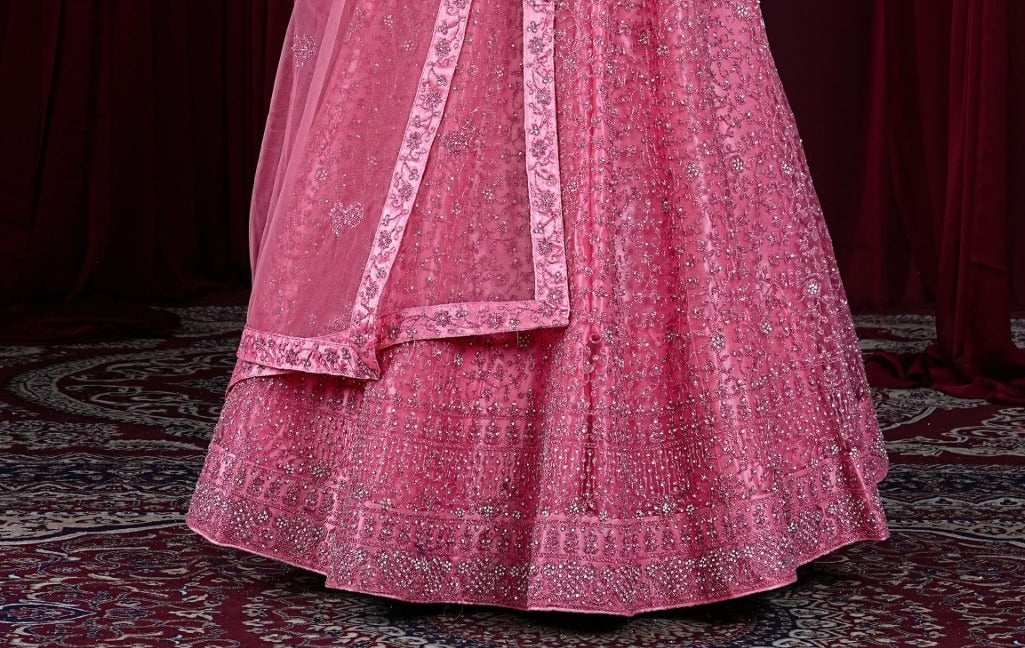 New Semi Stitiched Netted Lehenga Choli