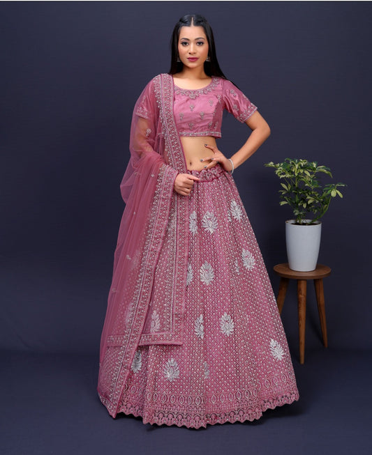 New Semi Stitiched Netted Lehenga Choli