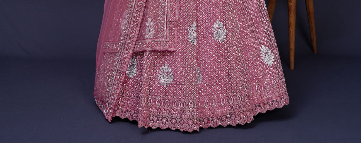 New Semi Stitiched Netted Lehenga Choli