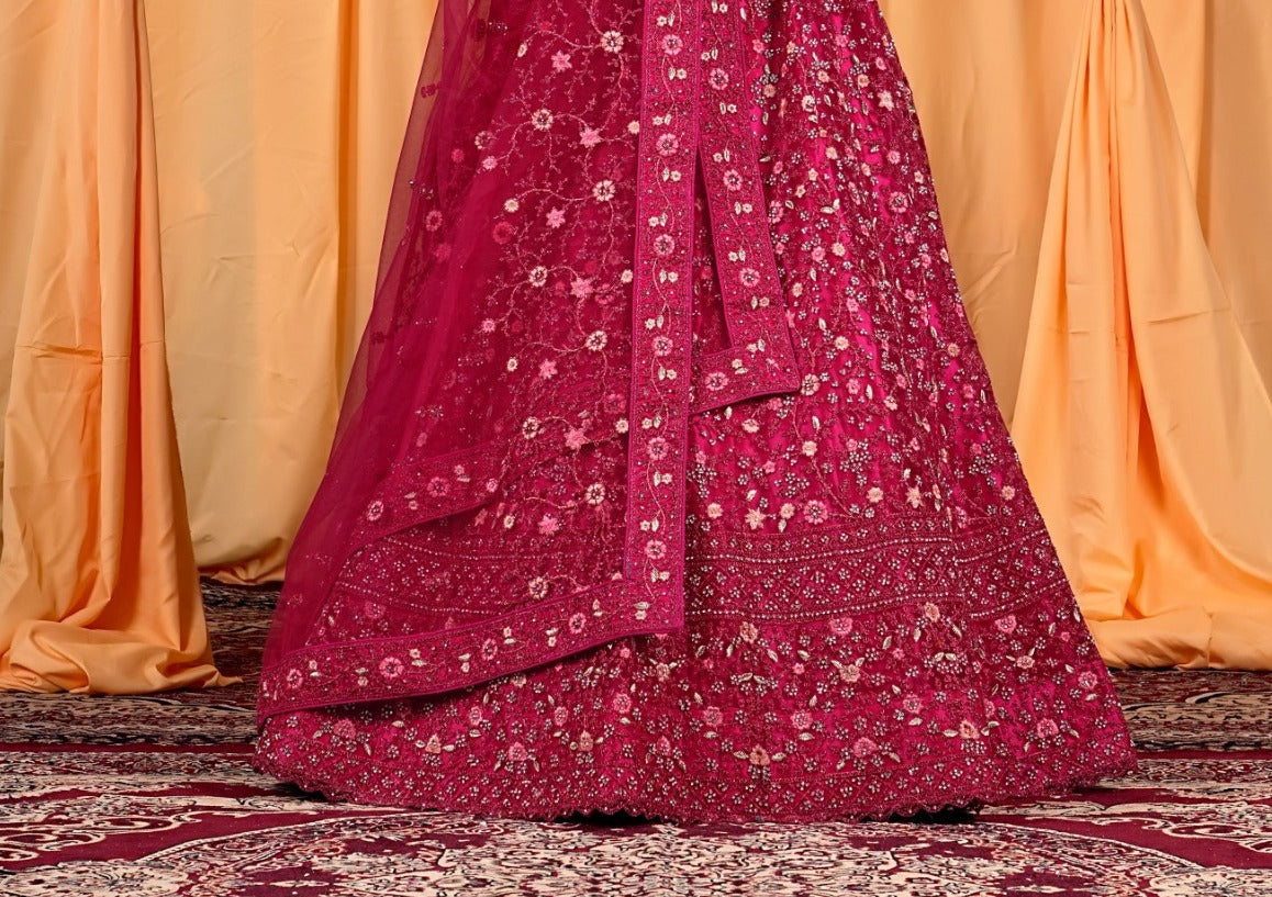 New Semi Stitiched Netted Lehenga Choli