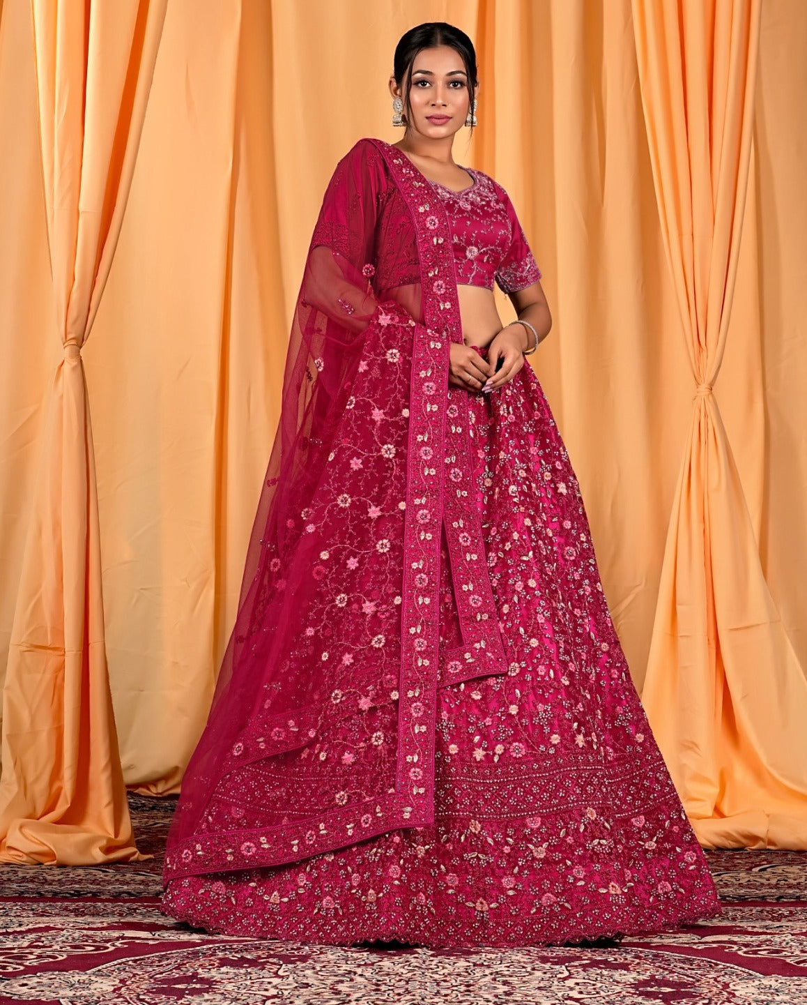 New Semi Stitiched Netted Lehenga Choli