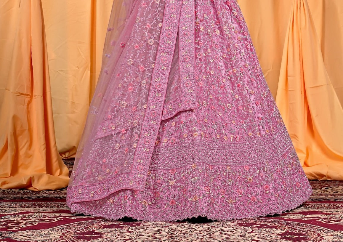 New Semi Stitiched Netted Lehenga Choli