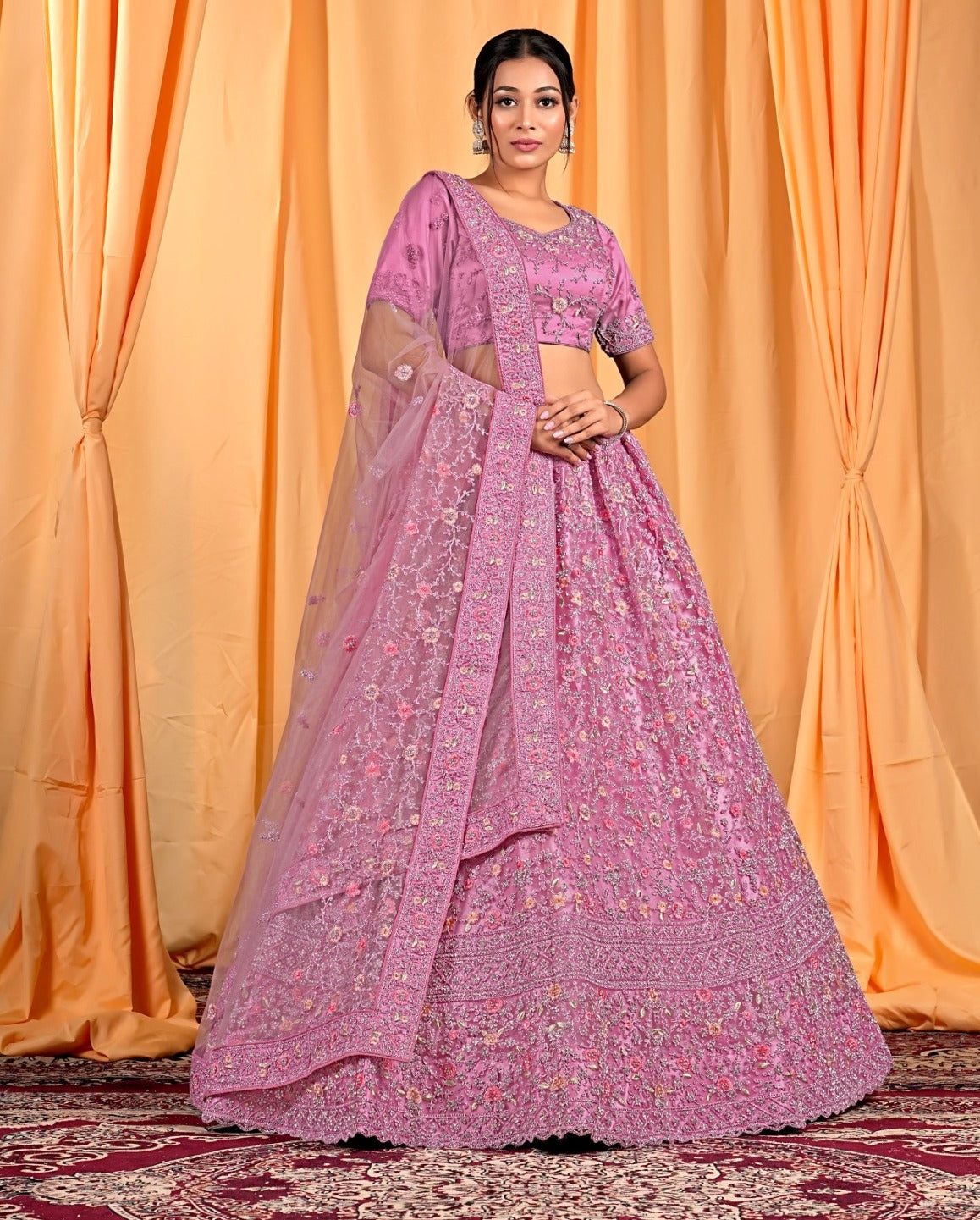 New Semi Stitiched Netted Lehenga Choli