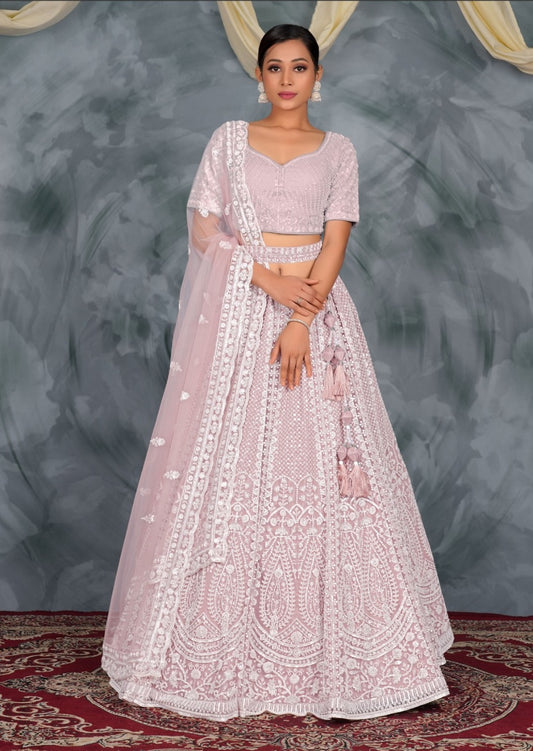 New Semi Stitiched Netted Lehenga Choli