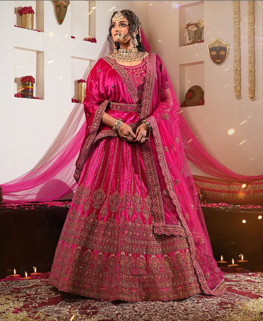 New Semi Stitiched Velvet Bridal Lehenga Choli