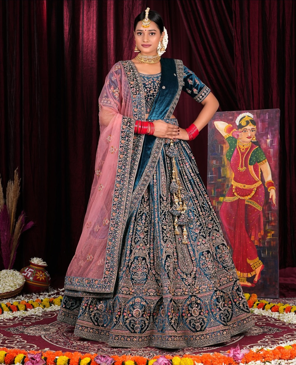 Latest Semi Stitched Velvet Lehenga Choli