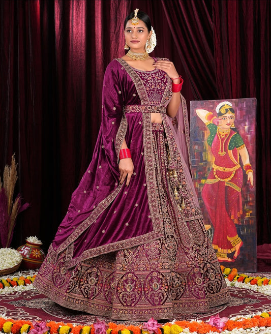 Latest Semi Stitched Velvet Lehenga Choli