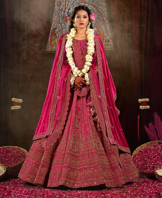 New Semi Stitiched Velvet Bridal Lehenga Choli