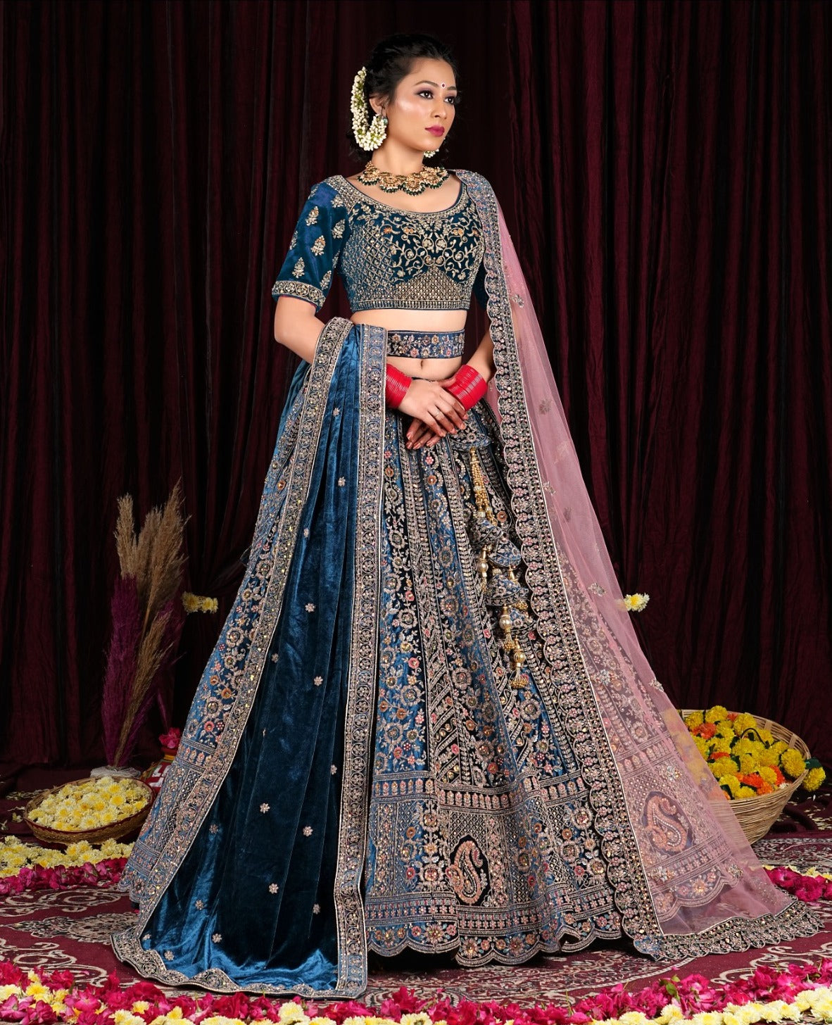 Latest Semi Stitched Velvet Lehenga Choli