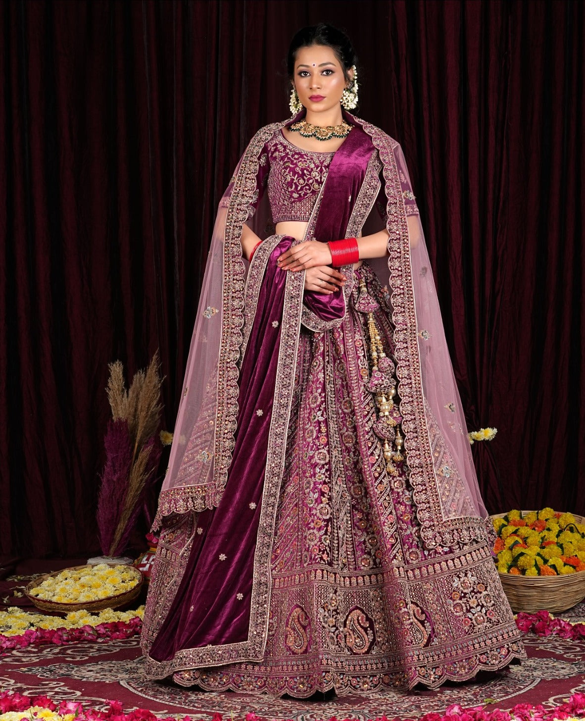 Latest Semi Stitched Velvet Lehenga Choli