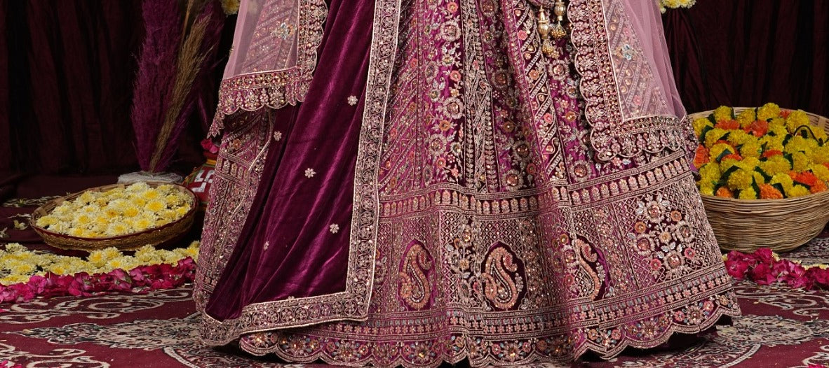 Latest Semi Stitched Velvet Lehenga Choli