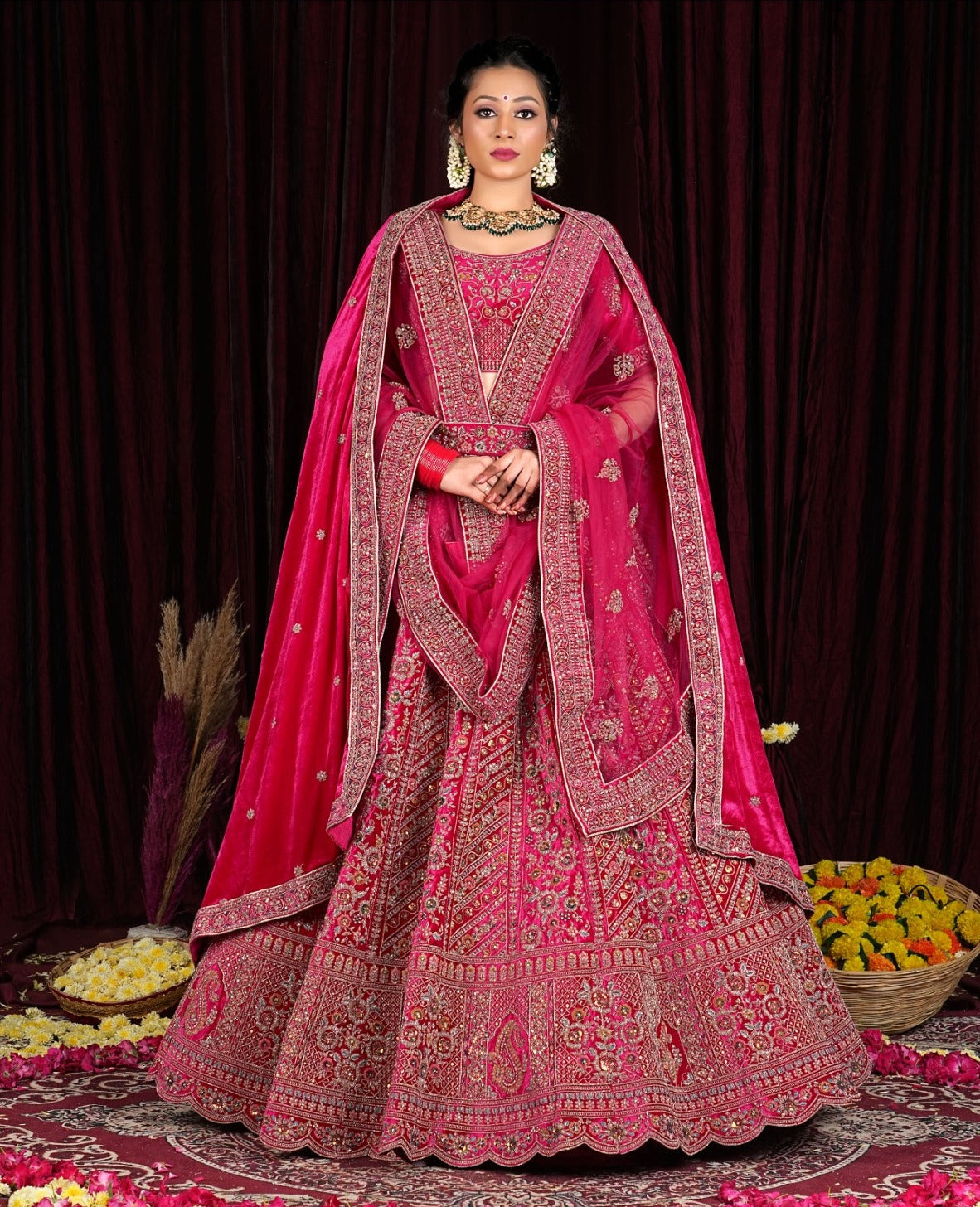 Latest Semi Stitched Velvet Lehenga Choli