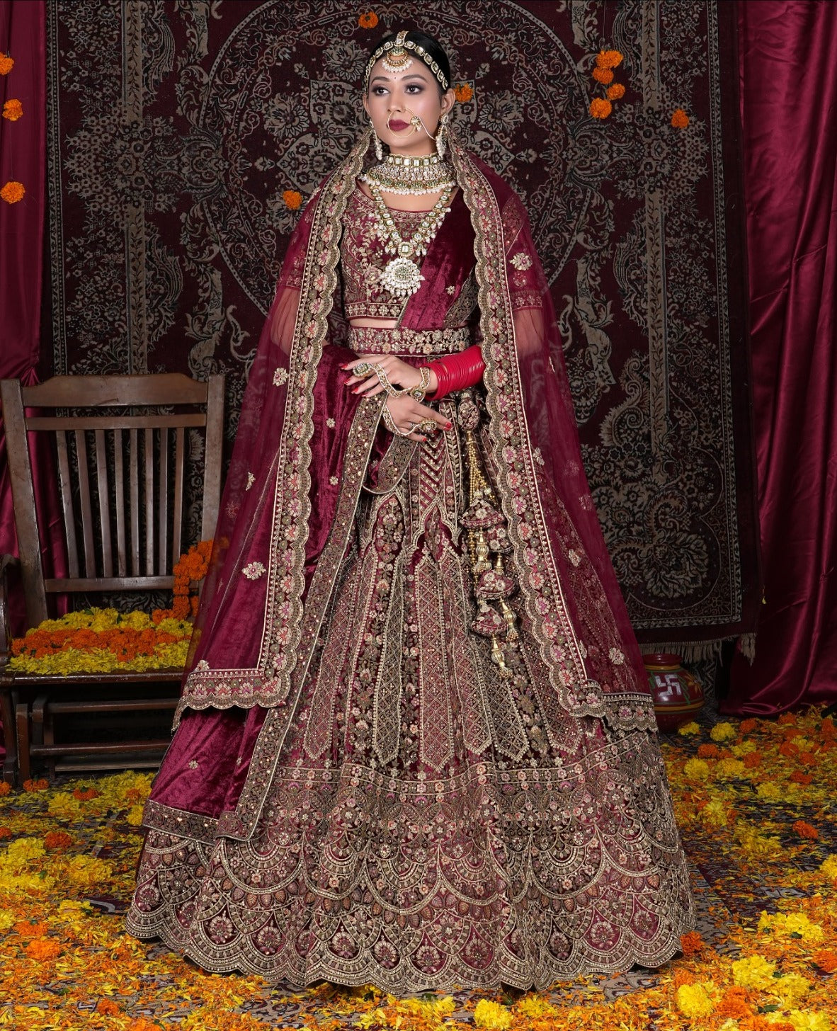 Latest Semi Stitched Velvet Lehenga Choli