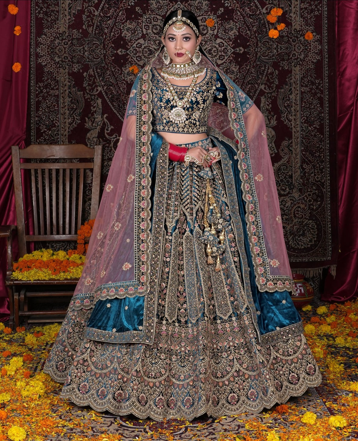 Latest Semi Stitched Velvet Lehenga Choli