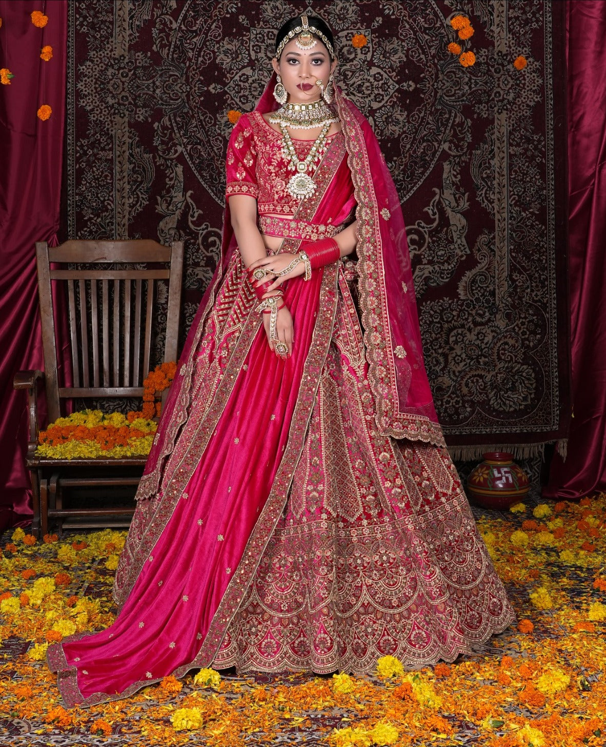 Latest Semi Stitched Velvet Lehenga Choli